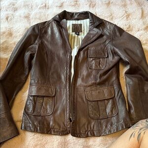 Vintage GAP brown leather jacket, Size XS
